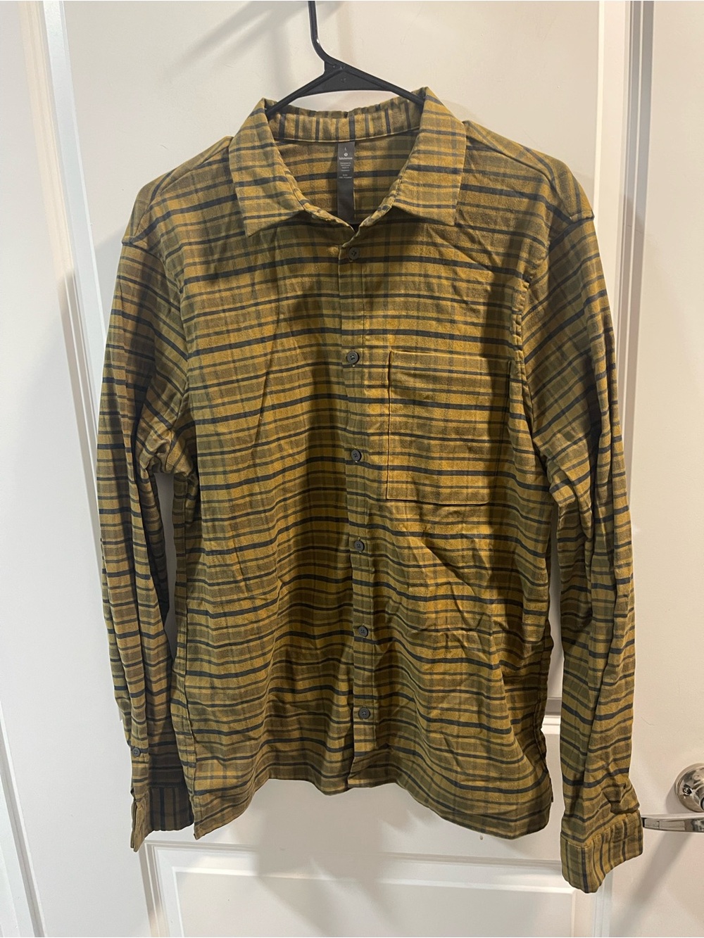 lululemon athletica Olive and Black Plaid Button-Down Shirt